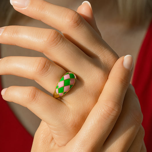 Mineli Bombe Altın Yüzük - Arvi Jewellery