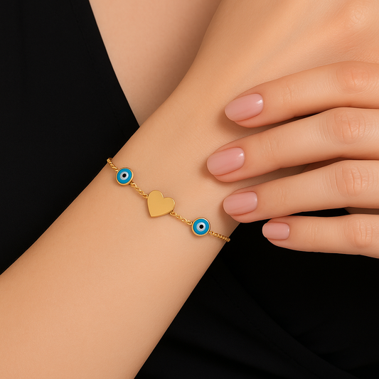 Altın Kalp Bilezik - Arvi Jewellery