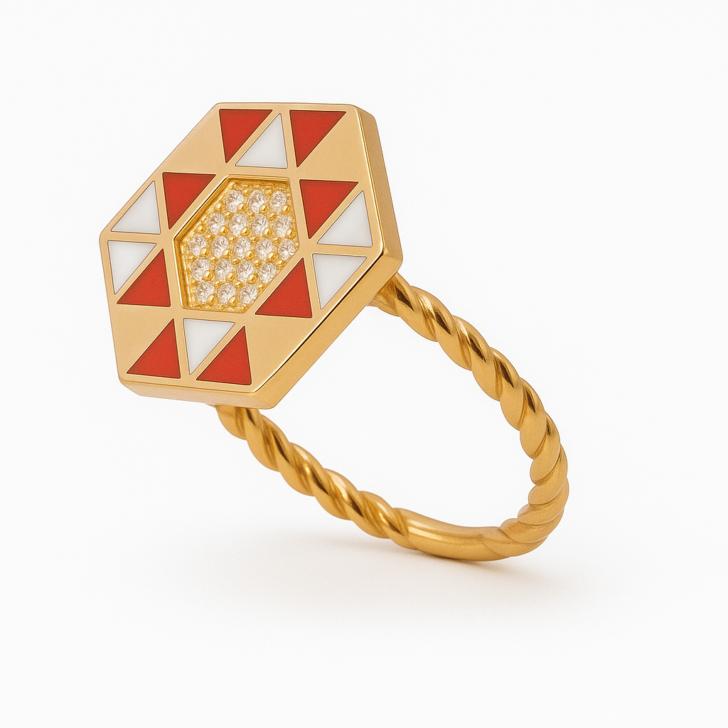 0,12 Karat Mineli Mozaik Pırlanta Yüzük - Arvi Jewellery