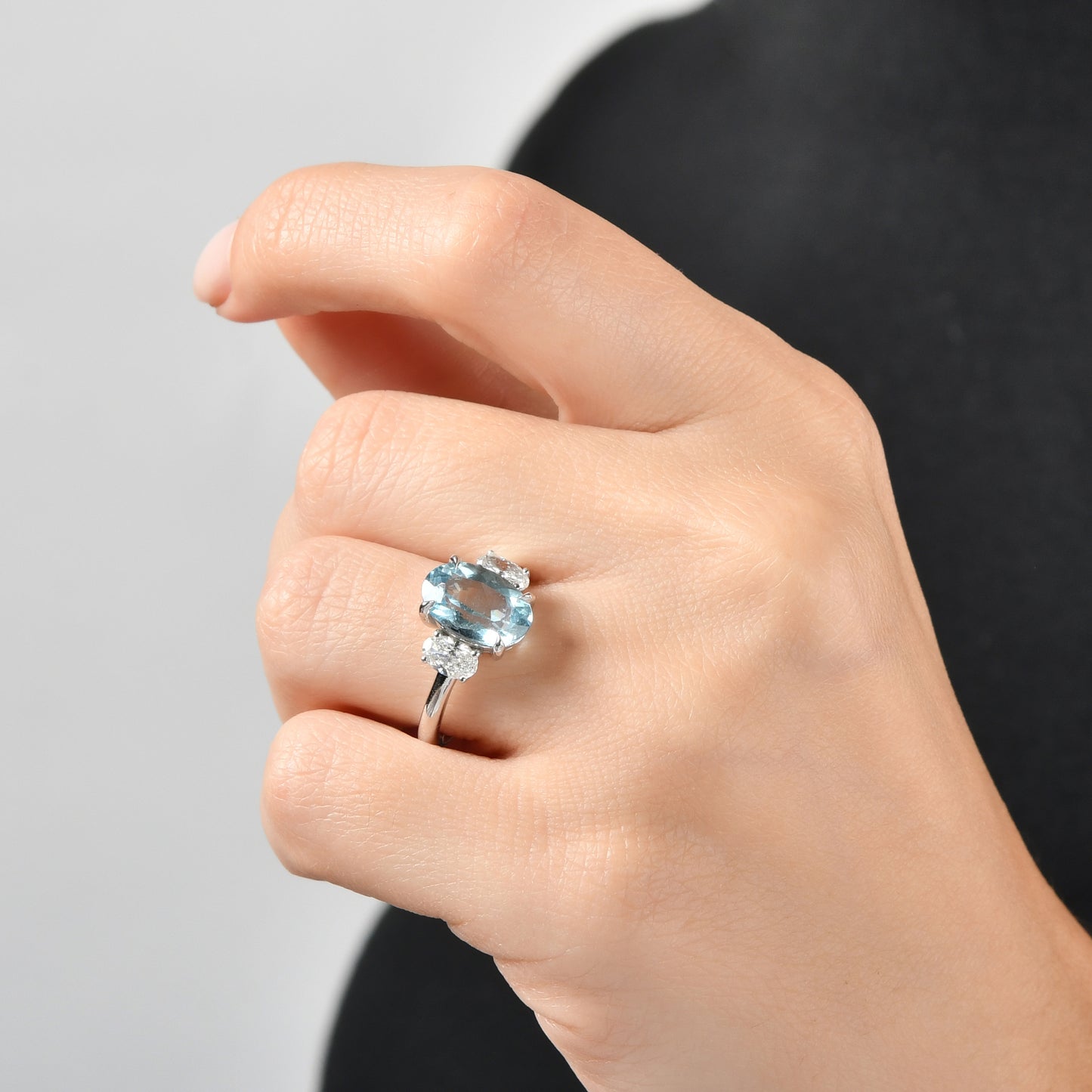 3,46 Karat Oval Aquamarine Pırlanta Yüzük - Arvi Jewellery