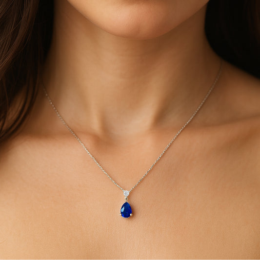 0,87 Karat Damla Safir Pırlanta Kolye - Arvi Jewellery