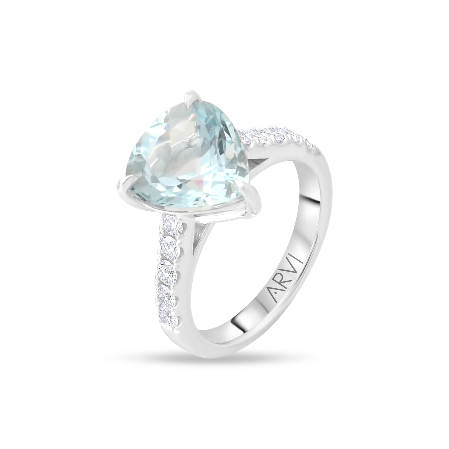4,20 Karat Üçgen Aquamarine Pırlanta Yüzük - Arvi Jewellery