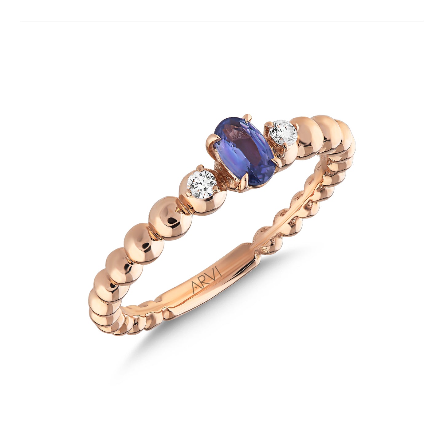 0,33 Karat Gökkuşağı 2 Mavi Safir Pırlanta Yüzük - Arvi Jewellery