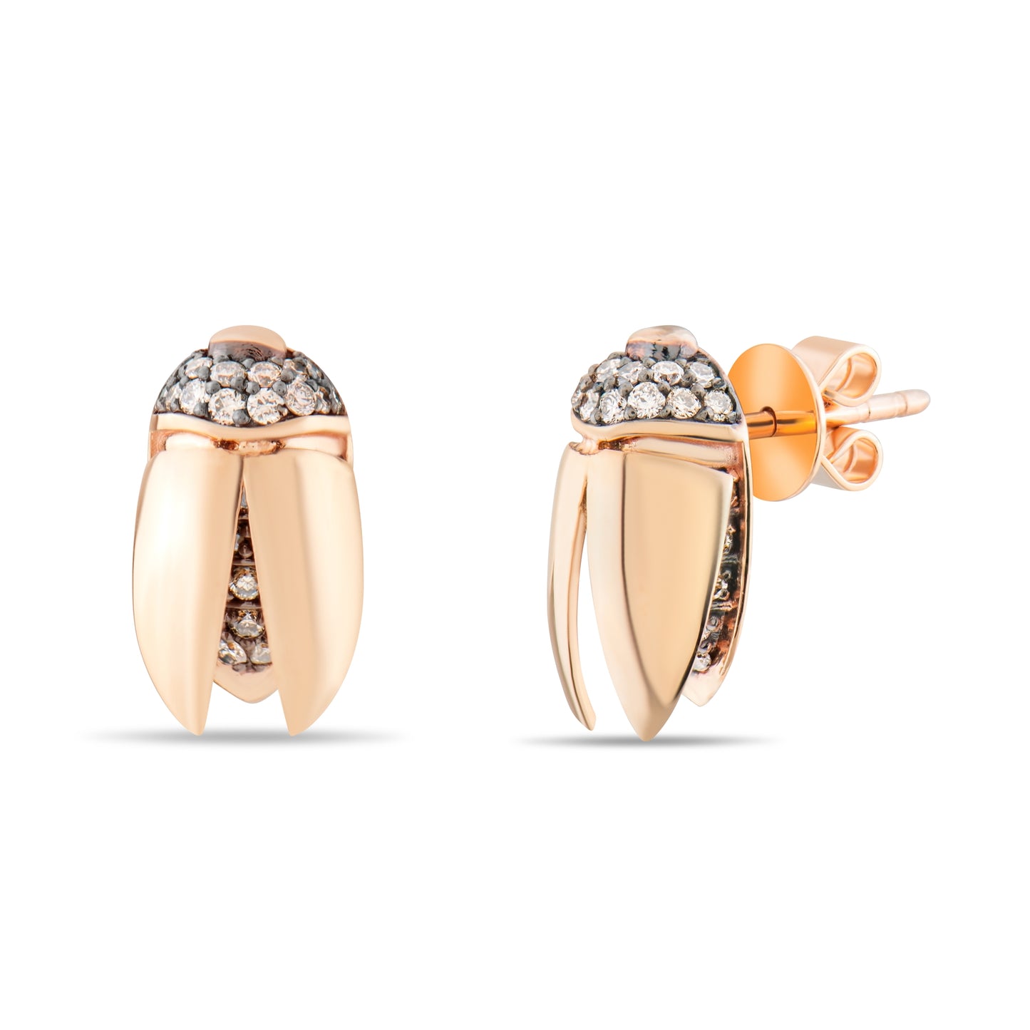 Kanatlı Sinek Kahverengi Pırlanta Küpe - Arvi Jewellery