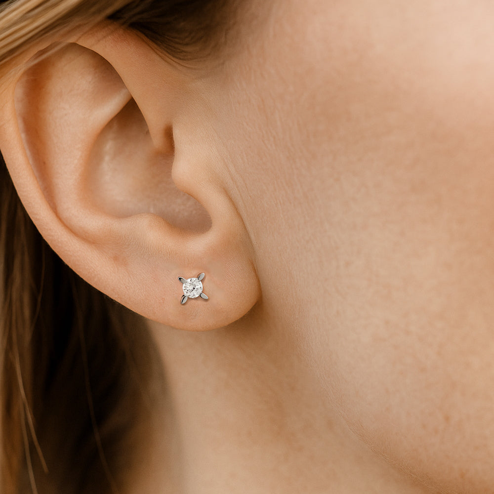 0,10 Karat Pırlanta Tektaş Küpe - Arvi Jewellery