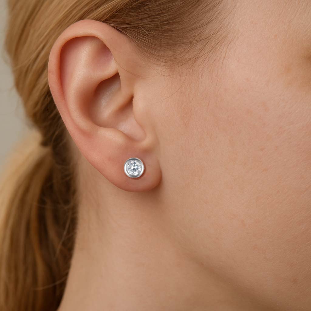 0,30 Karat Pırlanta Tektaş Küpe - Arvi Jewellery