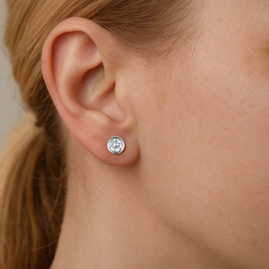 0,30 Karat Pırlanta Tektaş Küpe - Arvi Jewellery