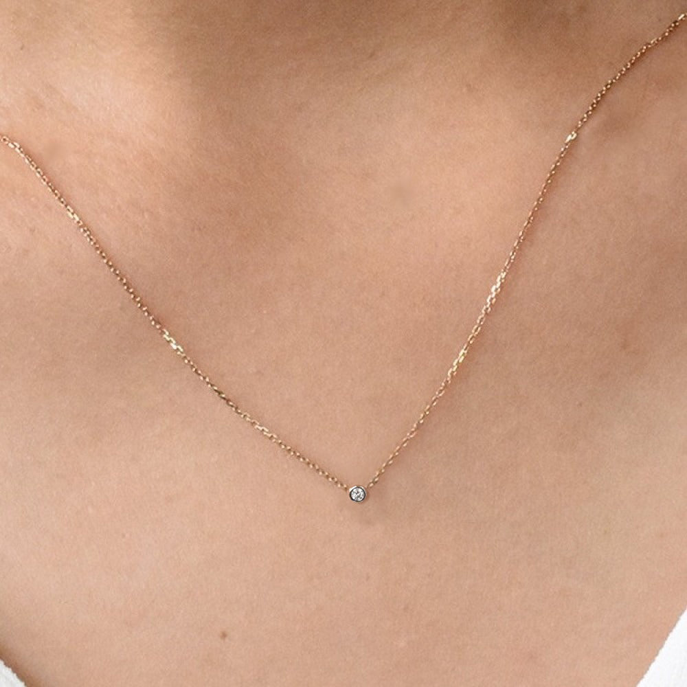 0,05 Karat Tektaş Pırlanta Kolye - Arvi Jewellery