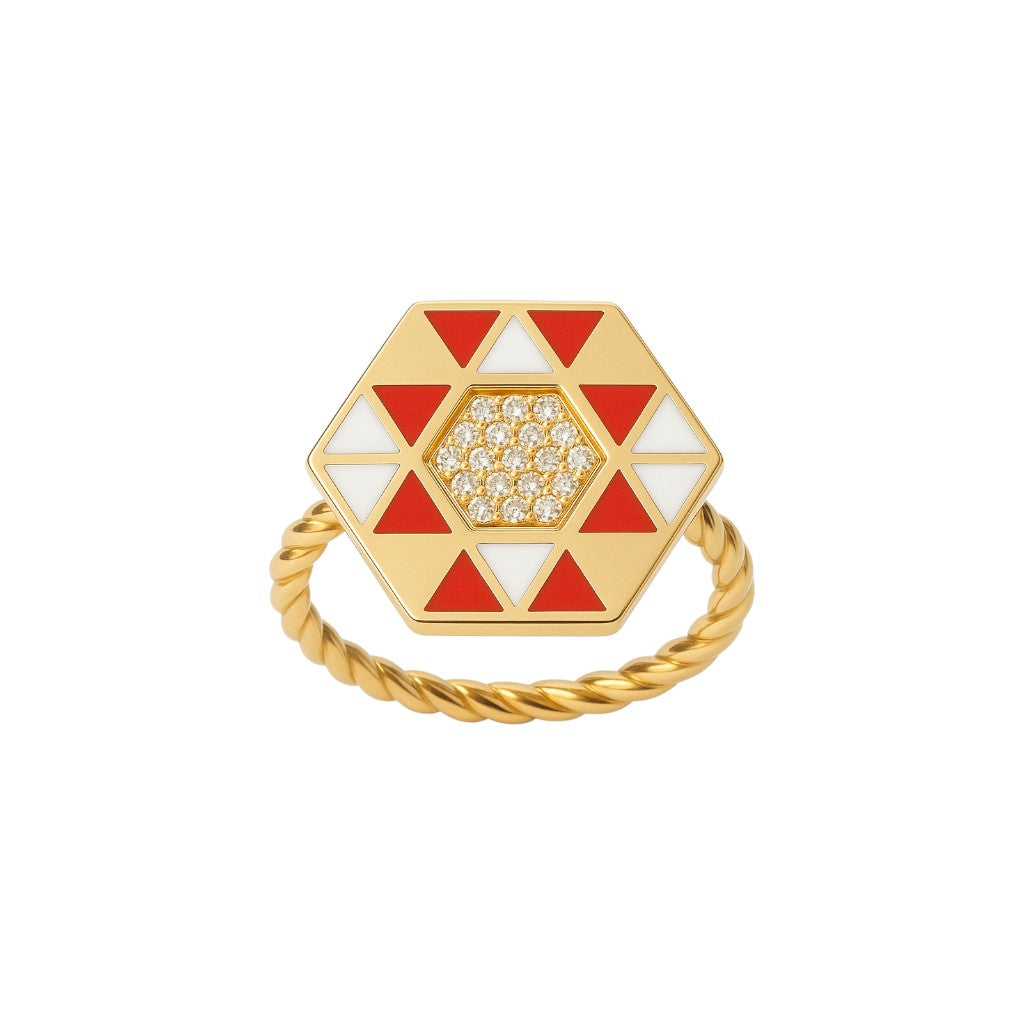 0,12 Karat Mineli Mozaik Pırlanta Yüzük - Arvi Jewellery