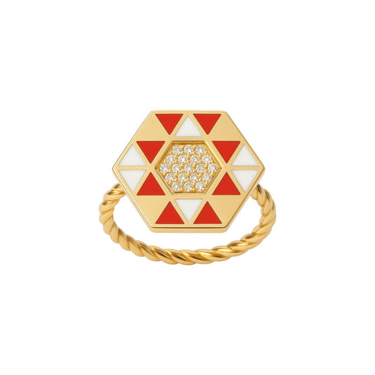 0,12 Karat Mineli Mozaik Pırlanta Yüzük - Arvi Jewellery