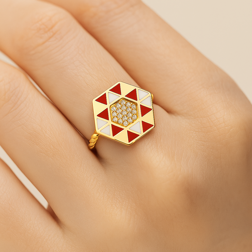 0,12 Karat Mineli Mozaik Pırlanta Yüzük - Arvi Jewellery