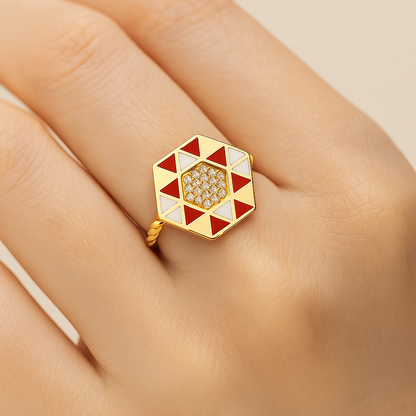 0,12 Karat Mineli Mozaik Pırlanta Yüzük - Arvi Jewellery