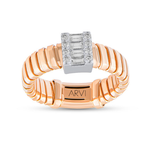 0,37 Karat Baget Pırlanta Tasarım Yüzük - Arvi Jewellery