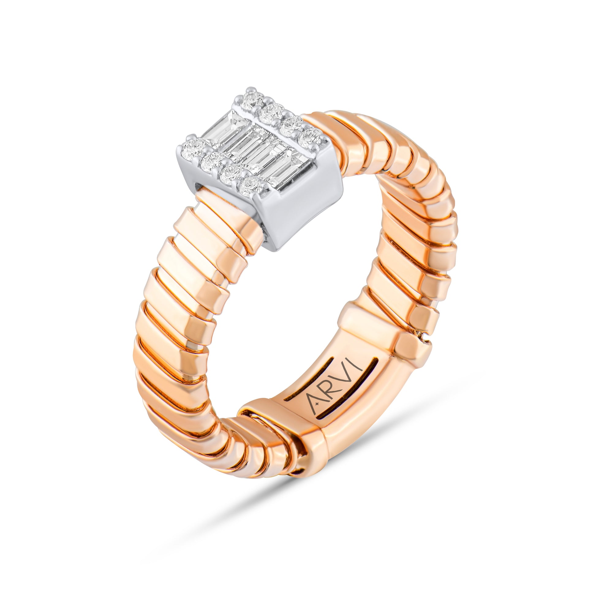 0,37 Karat Baget Pırlanta Tasarım Yüzük - Arvi Jewellery