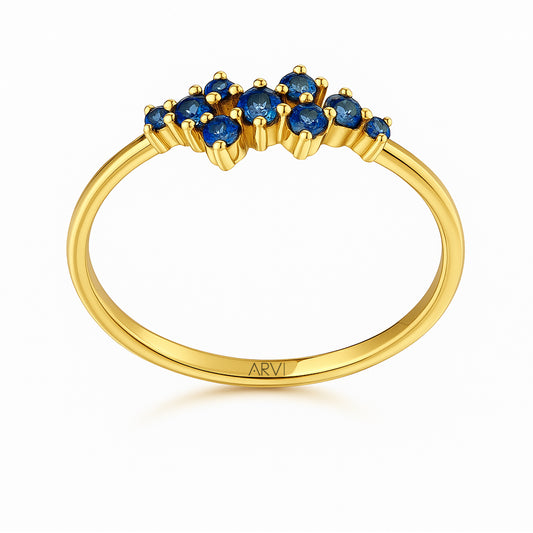 0,18 Karat Mavi Pırlanta Yüzük - Arvi Jewellery