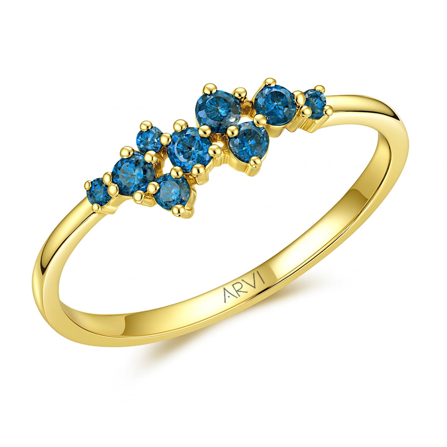 0,18 Karat Mavi Pırlanta Yüzük - Arvi Jewellery