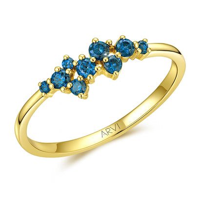 0,18 Karat Mavi Pırlanta Yüzük - Arvi Jewellery