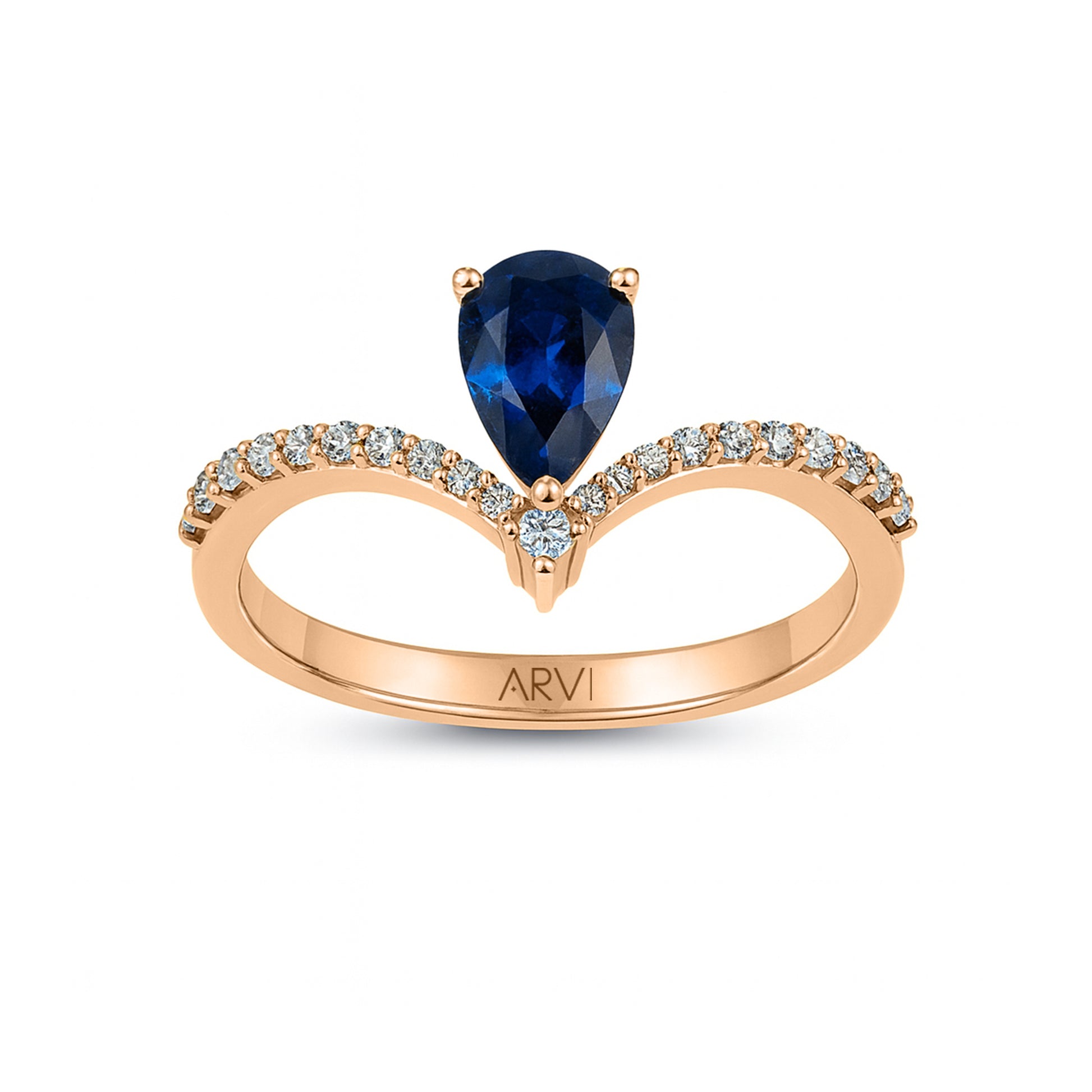0,69 Karat Damla Safir Pırlanta Yüzük - Arvi Jewellery