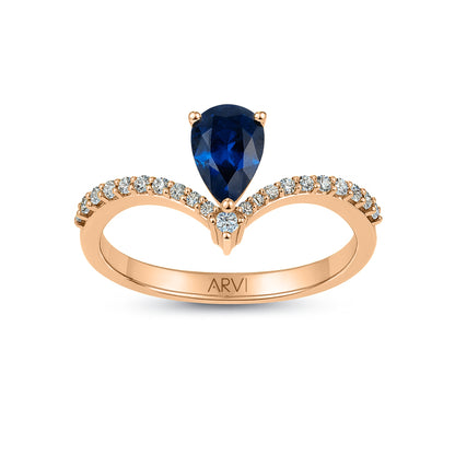 0,69 Karat Damla Safir Pırlanta Yüzük - Arvi Jewellery