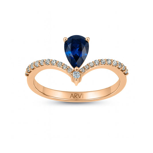 0,69 Karat Damla Safir Pırlanta Yüzük - Arvi Jewellery