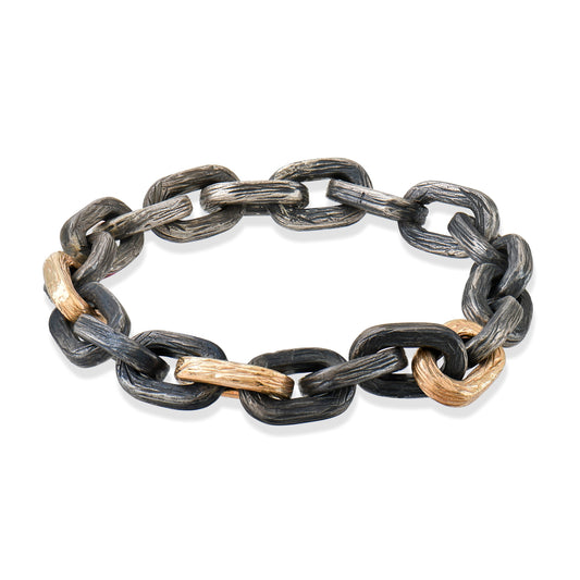 Üç Altın Halkalı Gümüş Erkek Bileklik - Arvi Jewellery