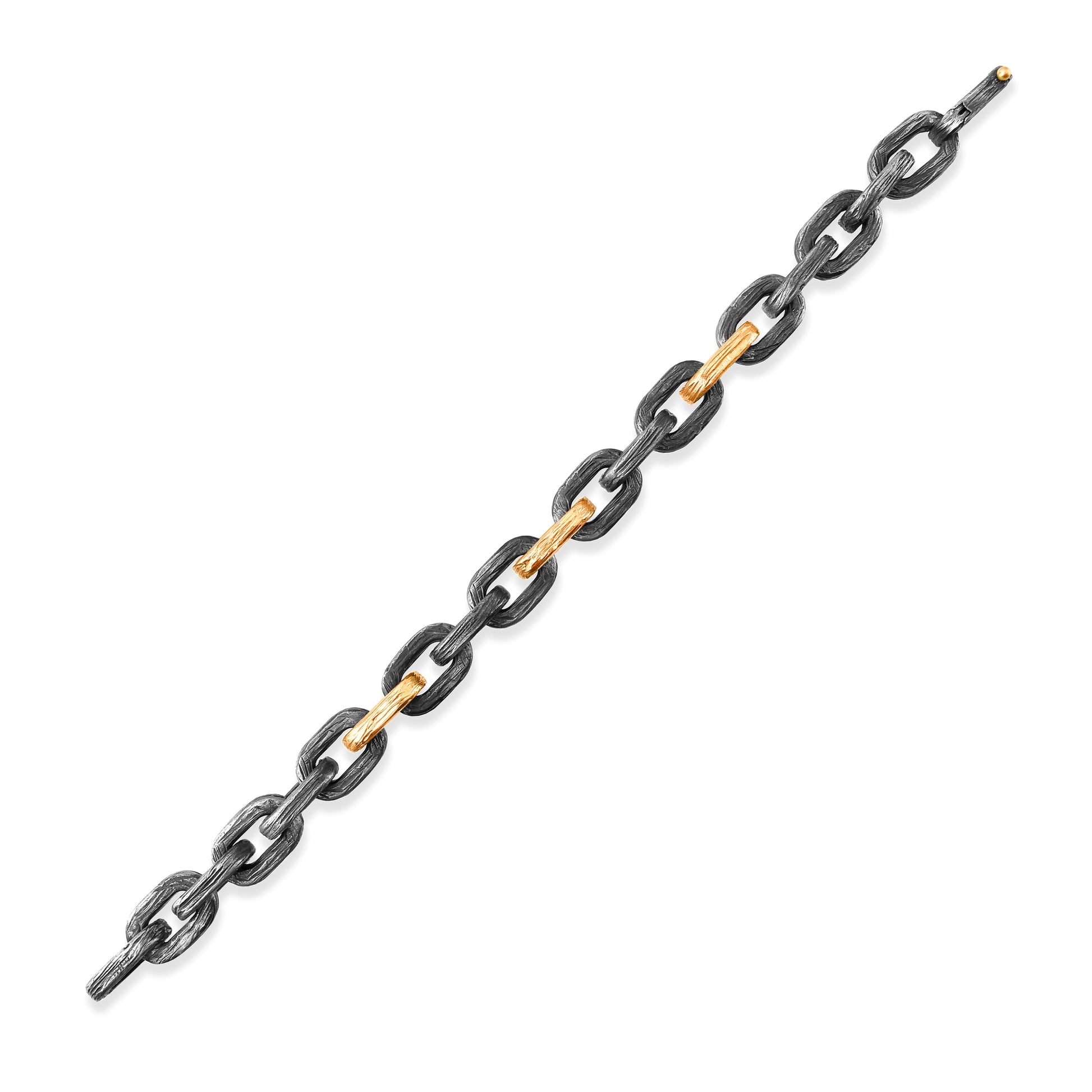 Üç Altın Halkalı Gümüş Erkek Bileklik - Arvi Jewellery