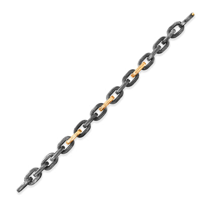 Üç Altın Halkalı Gümüş Erkek Bileklik - Arvi Jewellery