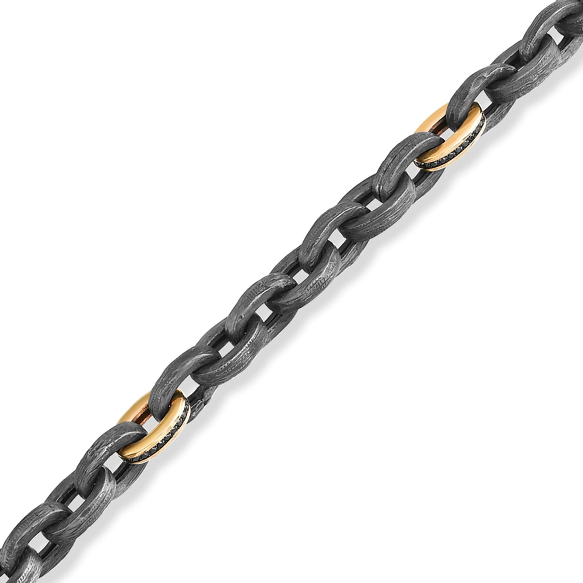 Üç Siyah Pırlanta Altın Halkalı Gümüş Bileklik - Arvi Jewellery