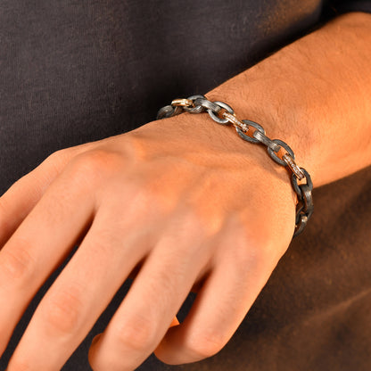 Dört Altın Pırlanta Halkalı Erkek Bileklik - Arvi Jewellery