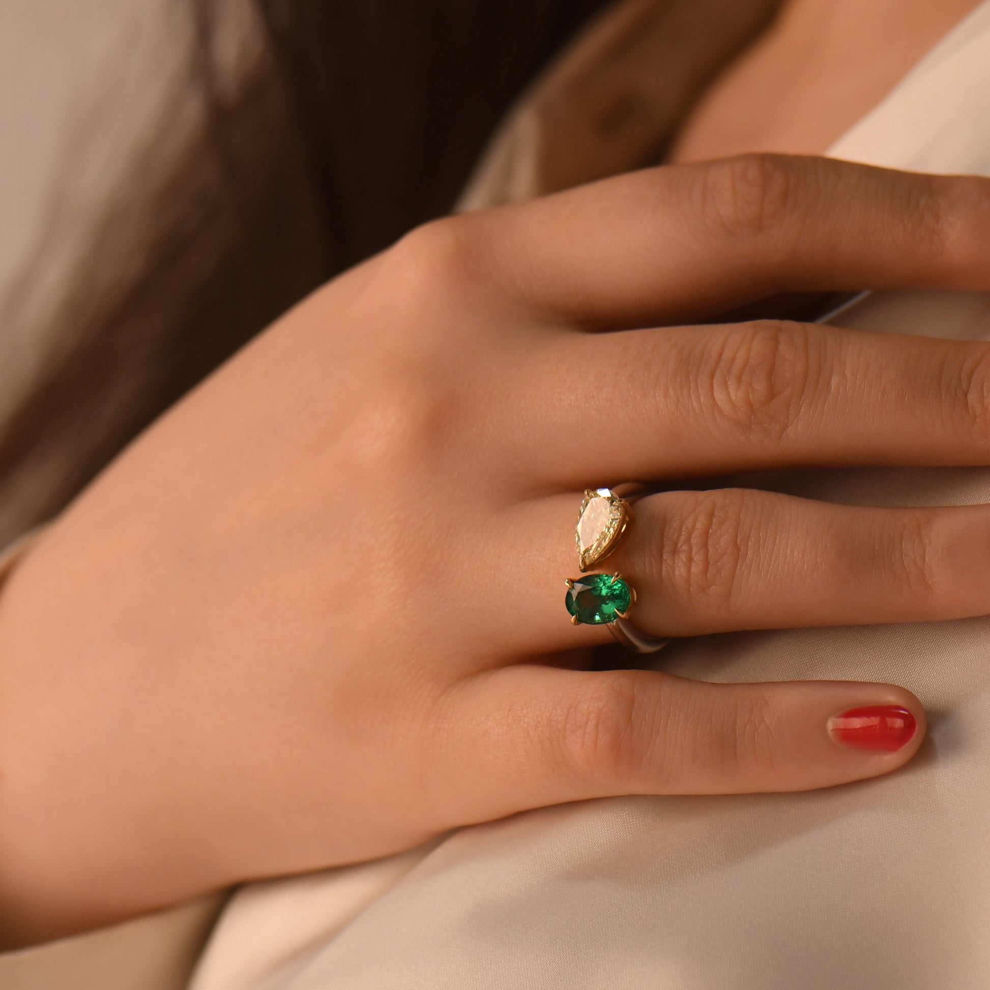 2,76 Karat Zümrüt Sarı Pırlanta Yüzük - Arvi Jewellery