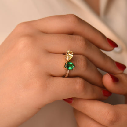 2,76 Karat Zümrüt Sarı Pırlanta Yüzük - Arvi Jewellery