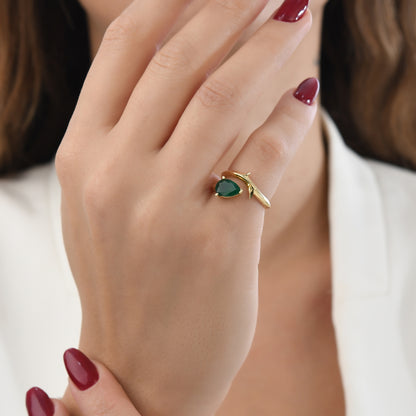 1,22 Karat Damla Zümrüt Yüzük - Arvi Jewellery