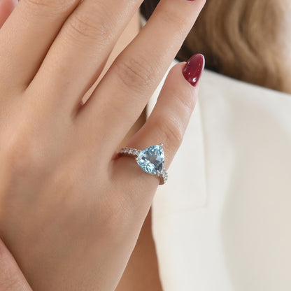 4,20 Karat Üçgen Aquamarine Pırlanta Yüzük - Arvi Jewellery