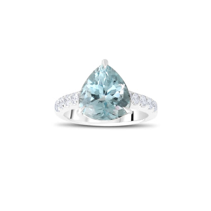 4,20 Karat Üçgen Aquamarine Pırlanta Yüzük - Arvi Jewellery