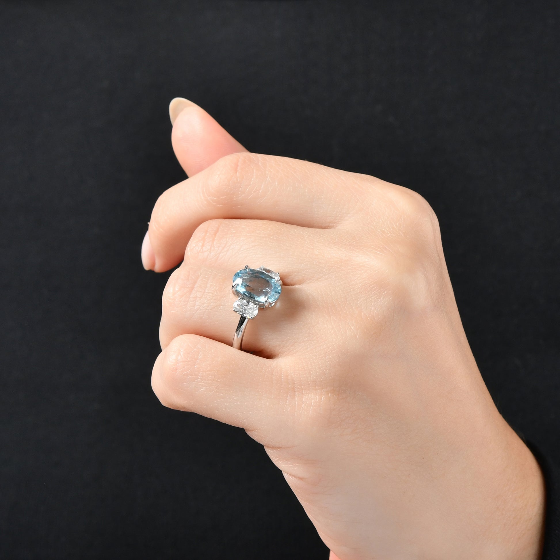 3,46 Karat Oval Aquamarine Pırlanta Yüzük - Arvi Jewellery