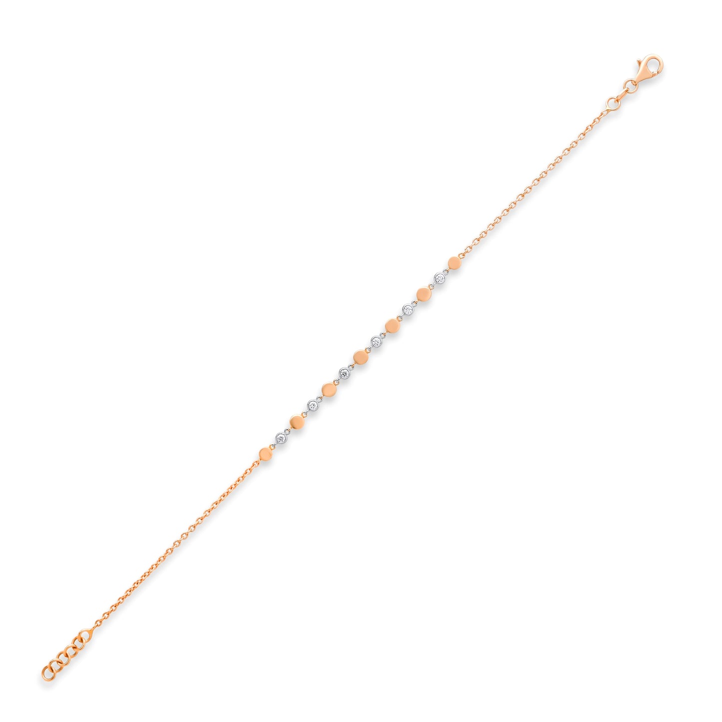 Beyaz altın 18 ayar 0,12 karat yuvarlak kutulu pırlanta bilezik, minimal tasarımı ve parlak taş dizilimiyle modern bir zarafet sağlar. İnce zincir detayı bilekte hafiflik sunar ve günlük kombinlere uyumlu olur.