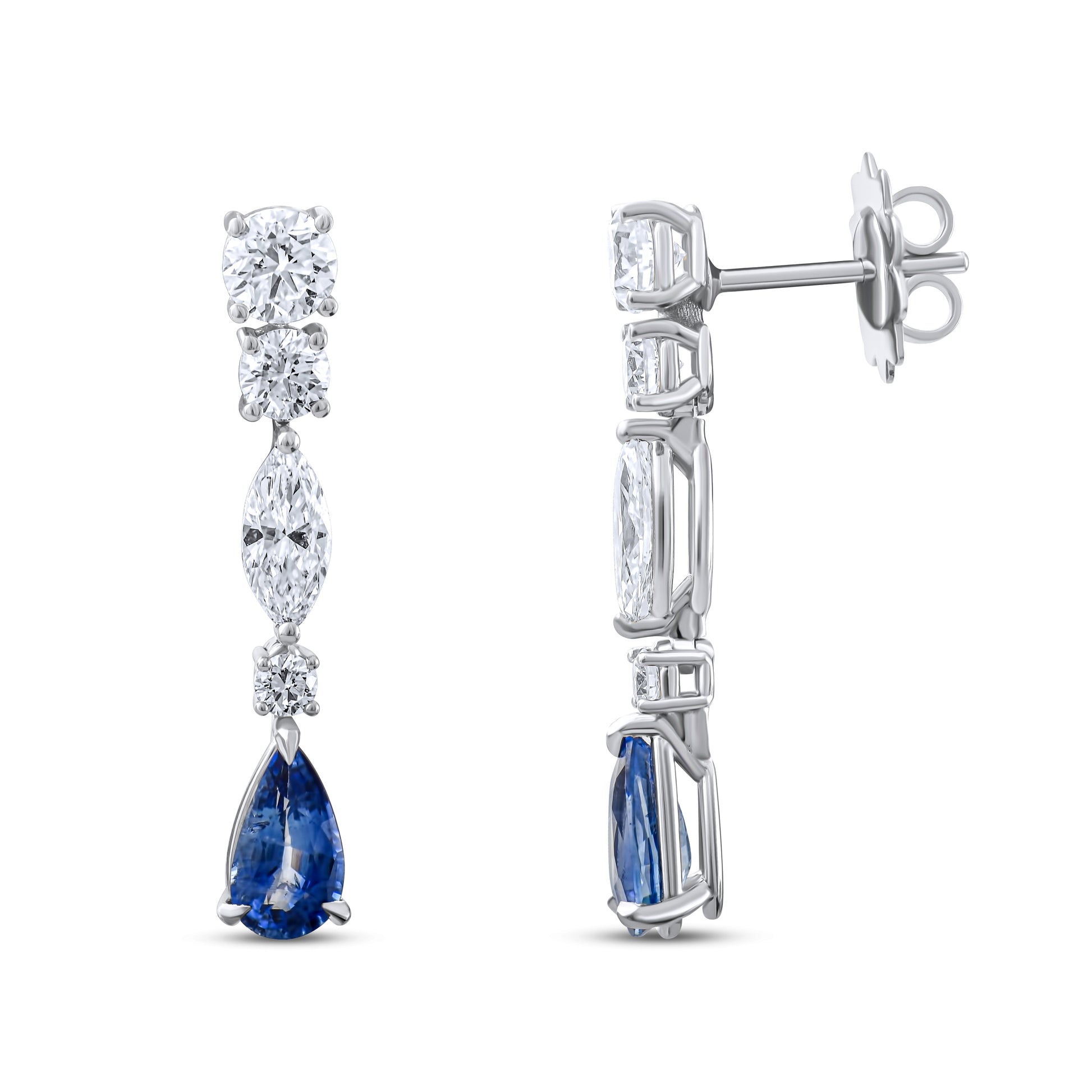 4,84 Karat Safir Markiz Pırlanta Küpe - Arvi Jewellery