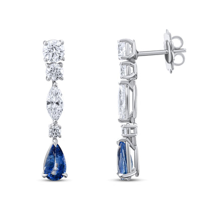 4,84 Karat Safir Markiz Pırlanta Küpe - Arvi Jewellery