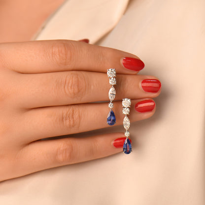 4,84 Karat Safir Markiz Pırlanta Küpe - Arvi Jewellery