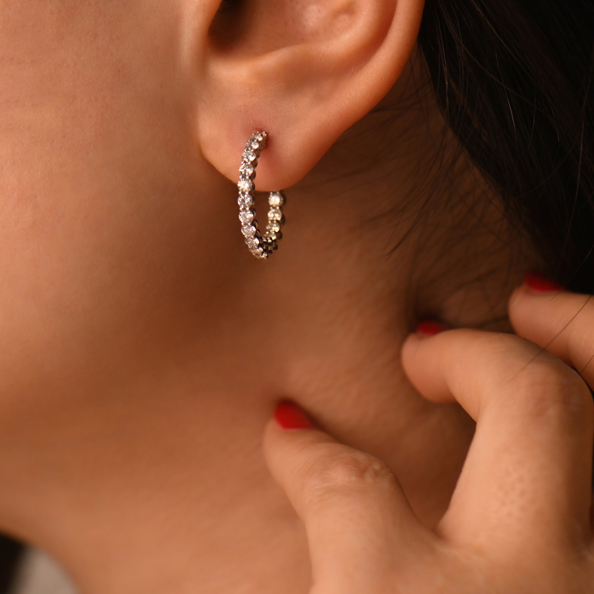 1,56 Karat Küçük Halka Pırlanta Küpe - Arvi Jewellery