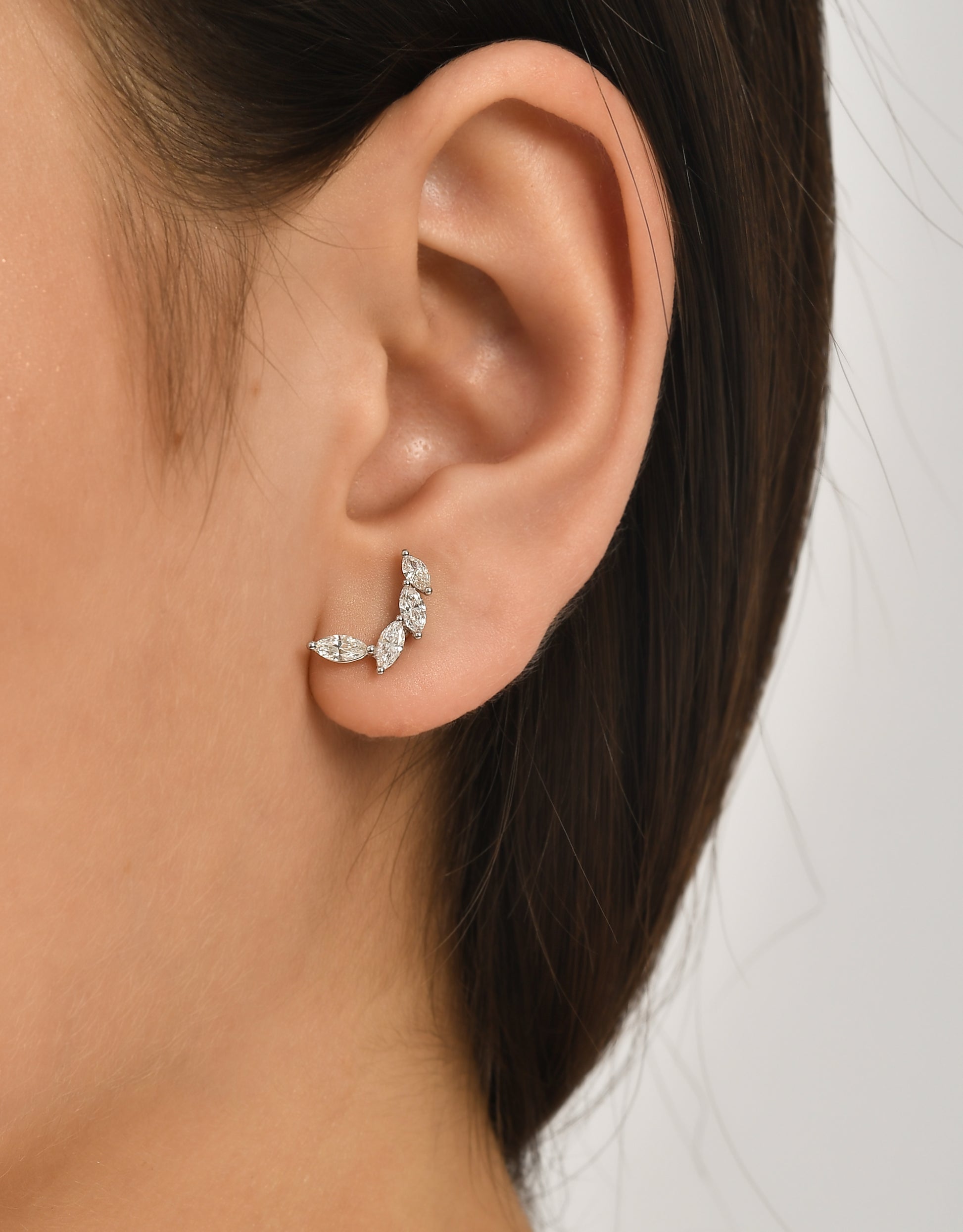 0,95 Karat Markiz Pırlanta Hilal Küpe - Arvi Jewellery