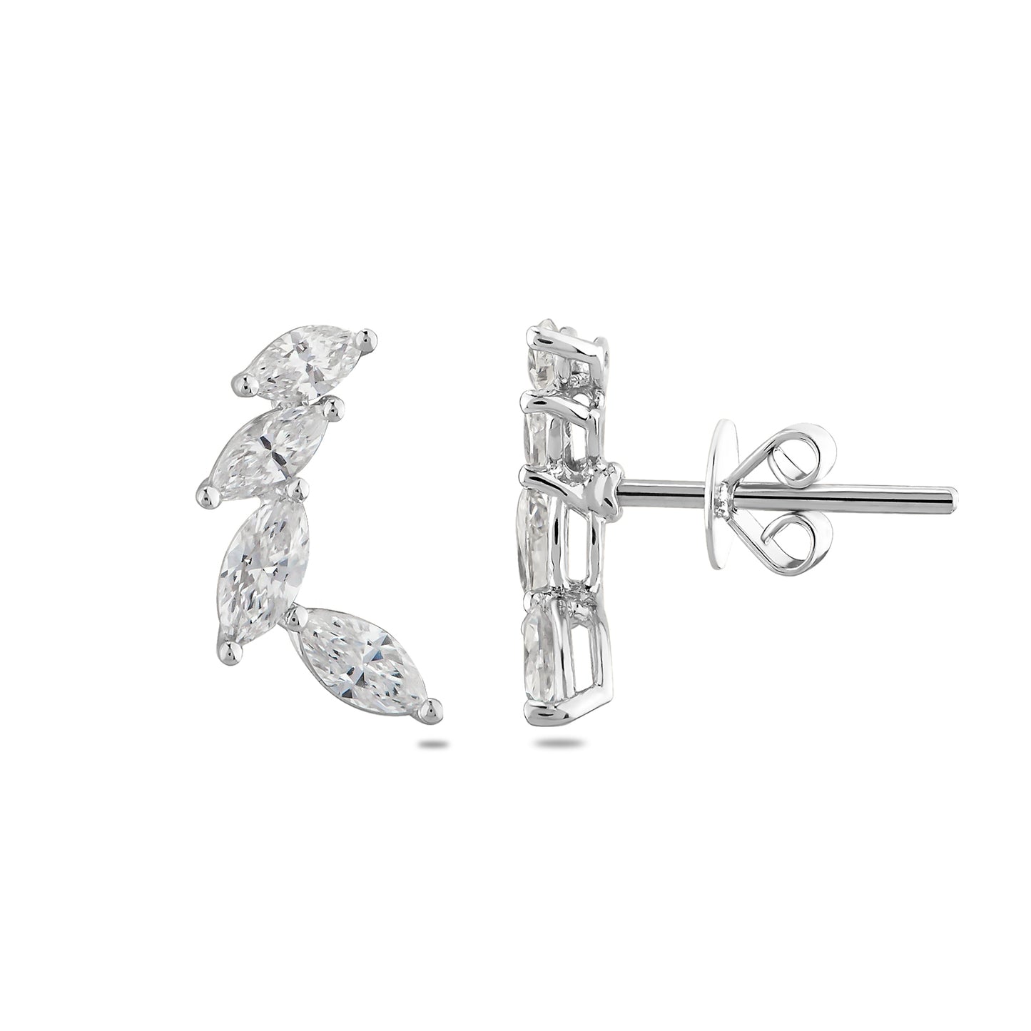 0,95 Karat Markiz Pırlanta Hilal Küpe - Arvi Jewellery