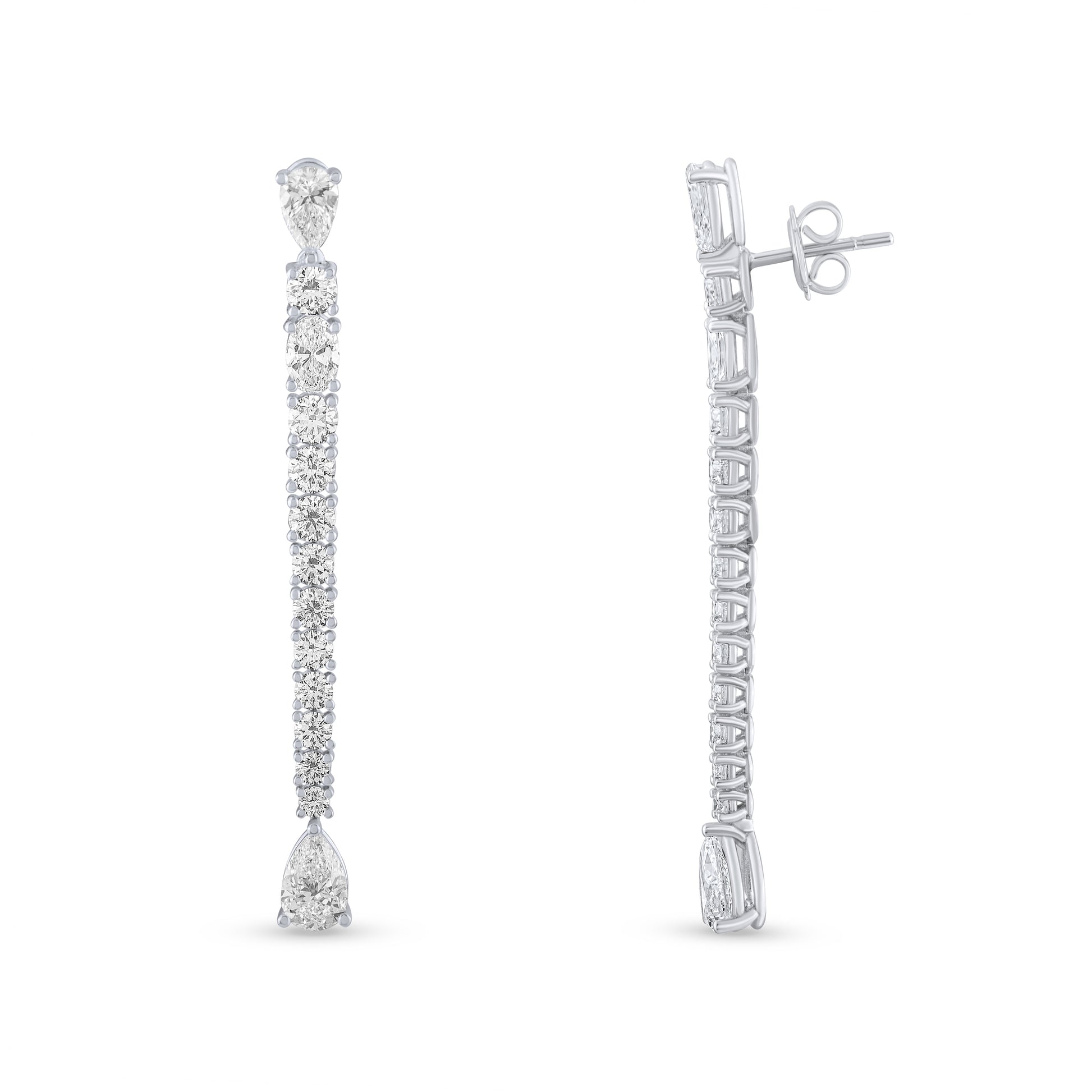 5,28 Karat Oval Damla Pırlanta Su Yolu Küpe - Arvi Jewellery