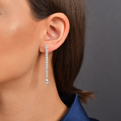 5,28 Karat Oval Damla Pırlanta Su Yolu Küpe - Arvi Jewellery