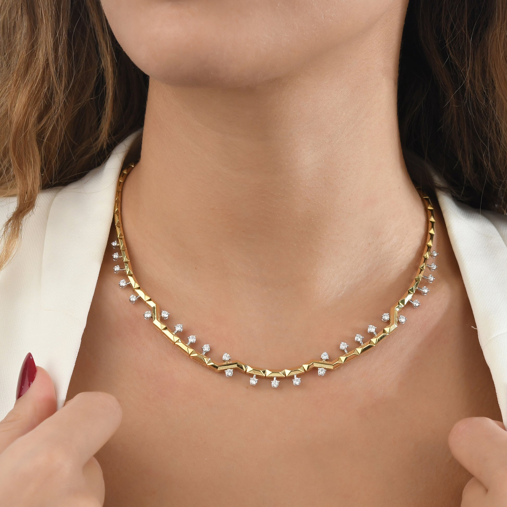 1,78 Karat Zikzak Pırlanta Kolye - Arvi Jewellery