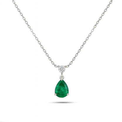 0,69 Karat Damla Zümrüt Pırlanta Kolye - Arvi Jewellery