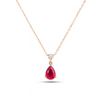 0,89 Karat Damla Yakut Pırlanta Kolye - Arvi Jewellery