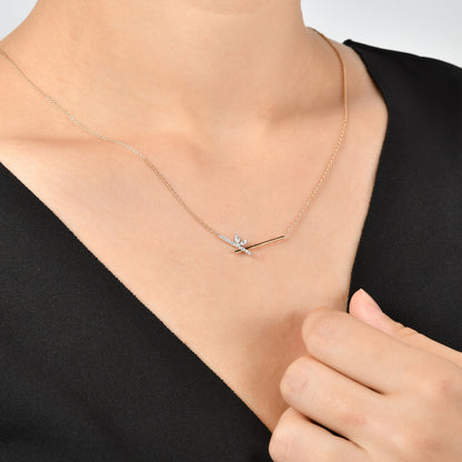 0,12 Karat Markiz Pırlanta Çubuk Kolye - Arvi Jewellery