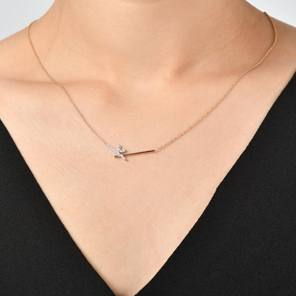 0,12 Karat Markiz Pırlanta Çubuk Kolye - Arvi Jewellery