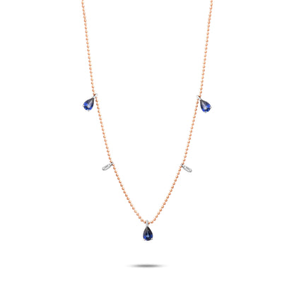 1,48 Karat Damla Safir Baget Pırlanta Kolye - Arvi Jewellery